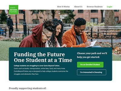 College Funding Website education non profit ui university web web design