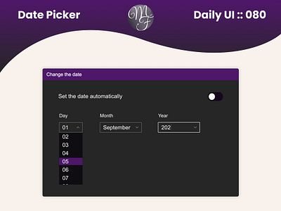 Date Picker Daily UI 080 application calendar daily ui date picker design graphic design hours illustration pc settings tool ui ux widget