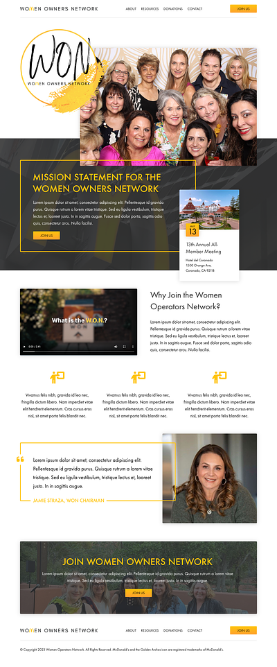 McDonald's Women Owners Network female restaurant ui web design website women