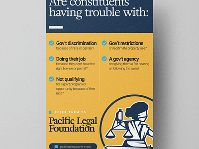 Marketing Materials - Pacific Legal Foundation advertising branding card guidelines icon law firm layout logo marketing postcard printed simple typography yellow