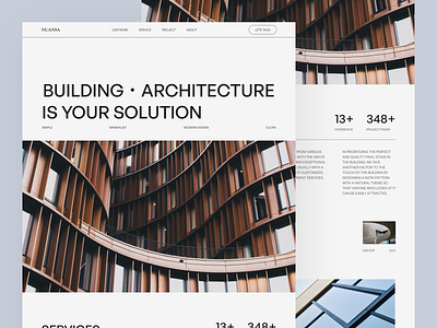 Nuansa - Architecture Landing Page agency landing page arch architecture building clean company contruction design home design house design minimal project real estate typhography ui ui ux uidesign web web design website