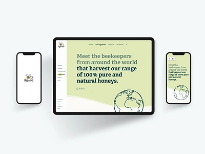 Rowse Honey - Sustainability animation bee beekeeper globe green hero hive hives honey ipad iphone logo mobile pure rowse sustainability tablet ui ux world