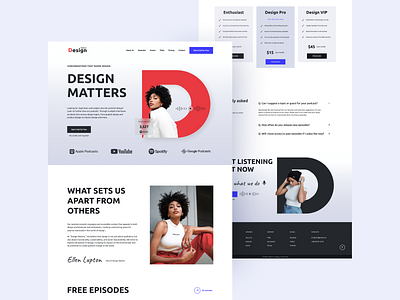 Design Podcast Landing Page 🎧 branding design graphic design landing landing page logo typography ui ui ux ux website