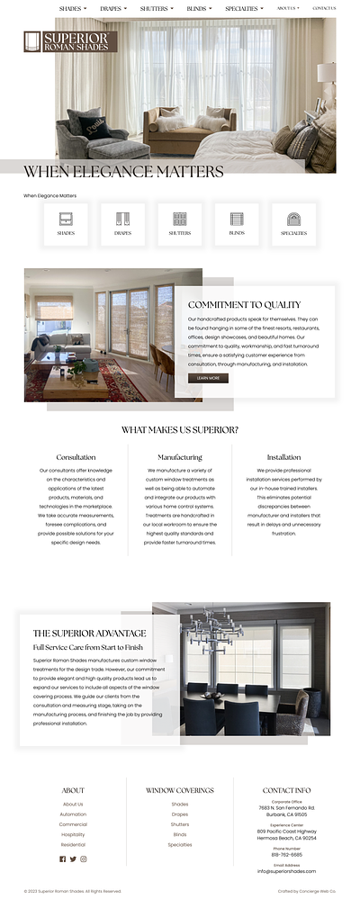 Window Covering Company home interior design web design website windows
