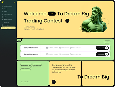 Trading Contest Dashboard art design minimal ui