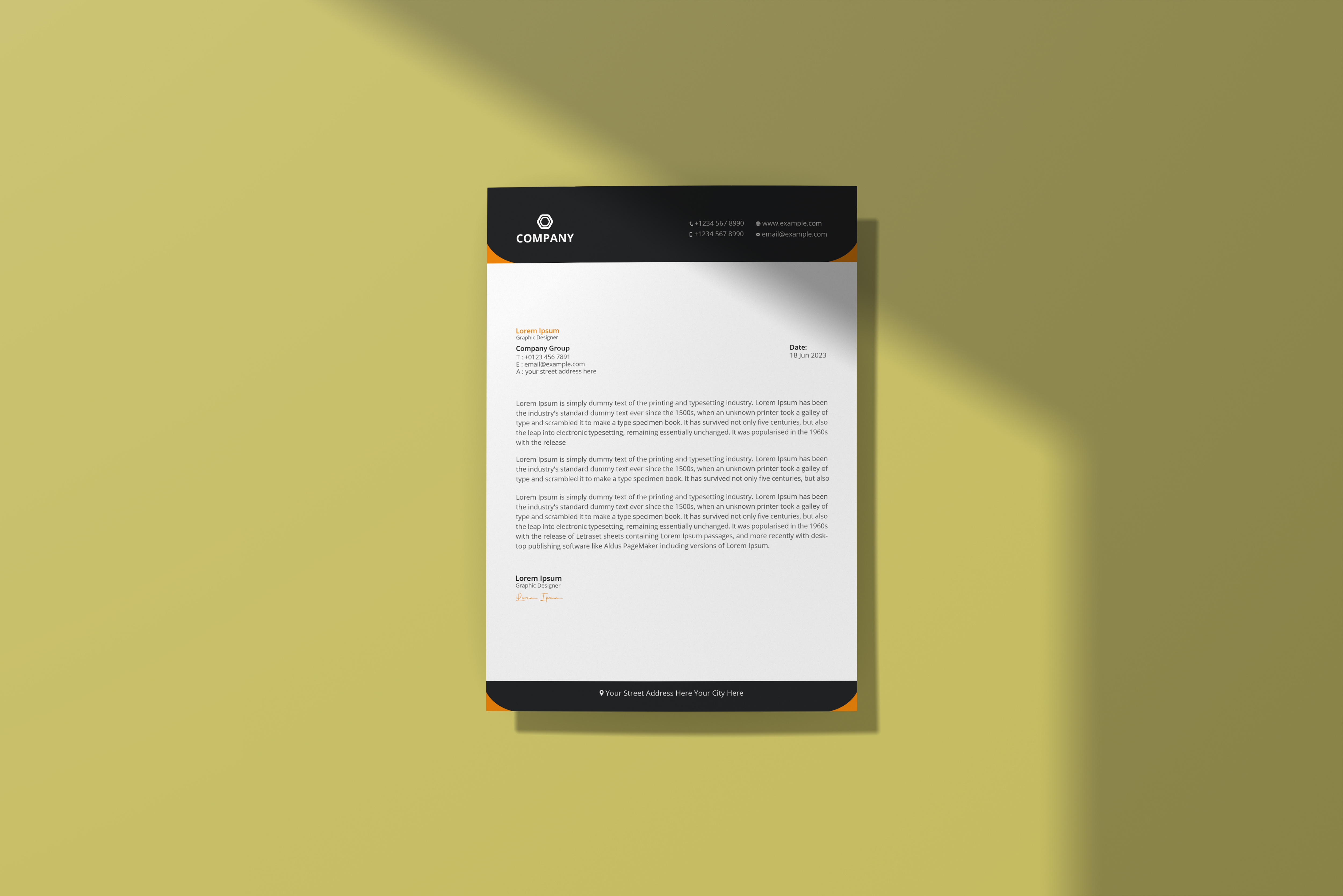 Business Letterhead Design blue brand identity business clean colorful corporate design graphic design green letterhead letterhead template modern orange print sky stationery vector
