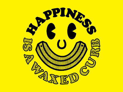 Happiness is a waxed curb available branding commissions for hire graphic graphic design happiness logo skate curbs skateboard skateboard graphic skateboarding smile smiley