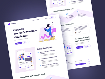 Productivity App Website📱 app branding design graphic design illustration landing landing page productivity typography ui ui ux website