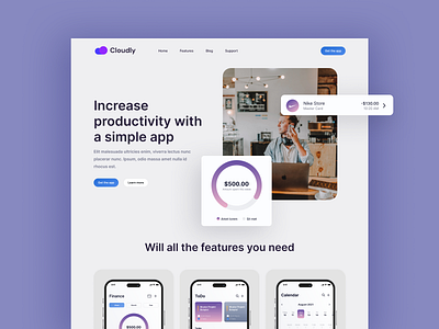 Productivity App Website📱 app branding design graphic design landing landing page mobile productivity typography ui ui ux ux website