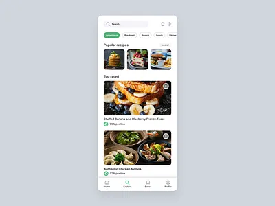 Recipe App adobe xd branding clean ui collections cooking design figma food food app green mobile mobile app organic recipe recipes responsive reviews search ui ux