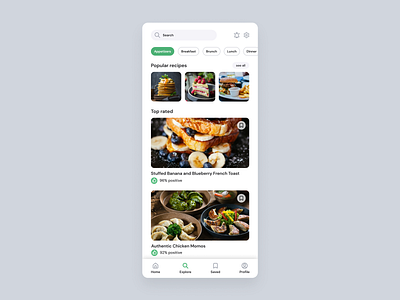 Recipe App adobe xd branding clean ui collections cooking design figma food food app green mobile mobile app organic recipe recipes responsive reviews search ui ux