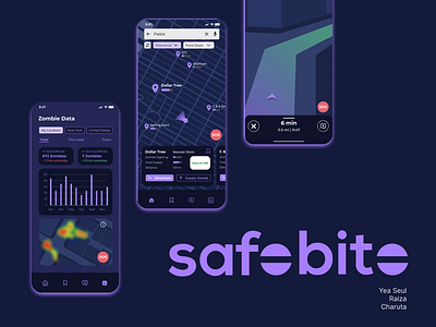 SafeBite: A Food Source Solution for the Zombie Apocalypse app design map mapdesign mobileapp ui zombie