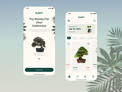 Planty decoration design green mobile plant product design ui ux webdesign