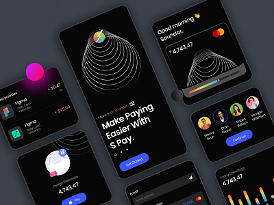 S Pay Fintech Mobile Application branding dark theme design finance app design fintech app fintech app ui s pay ui