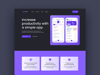 Productivity App Website📱 app branding design graphic design landing mobile typography ui ui ux ux website