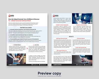 Double-sided | 2 pager | case study 2 pager adobe illustrator adobe indesign advertising brand consistency case study creative design design case study double sided graphic design marketing collateral marketing materials minimal new 2 pager promotional materials sales sheet startup business tech industry unique white paper