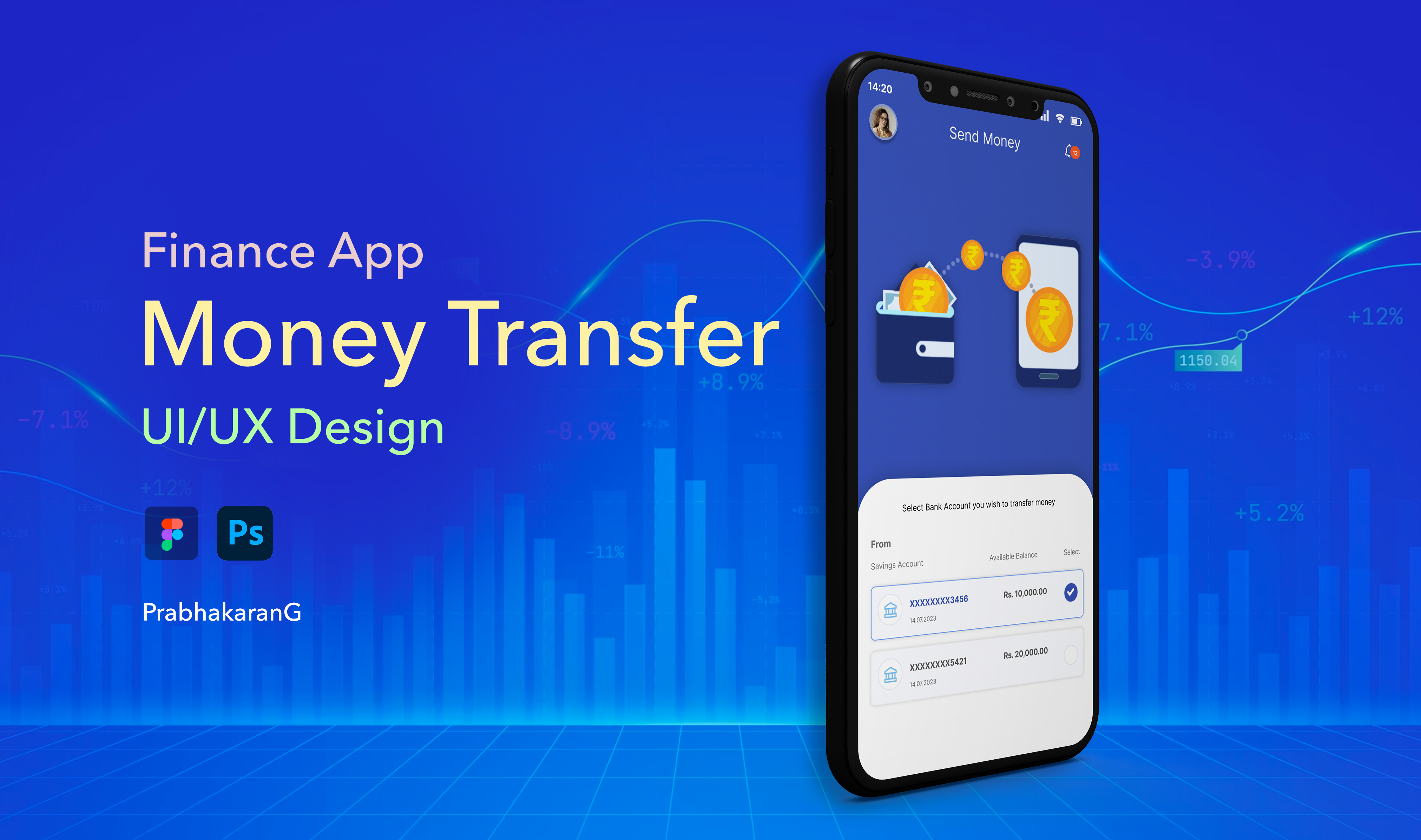 Finance App - Money Transfer - UI/UX Design figma finance mobile app product design uiux design usability userflow
