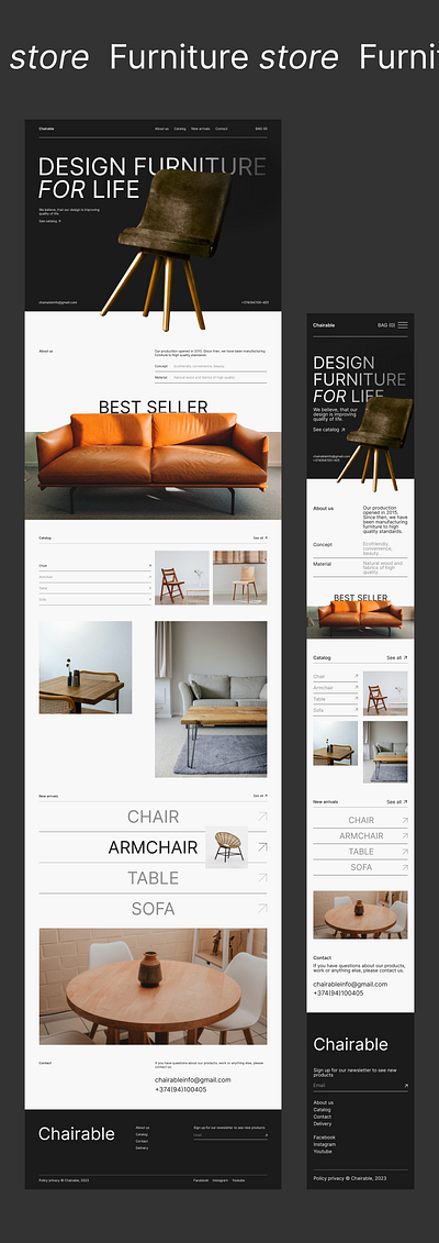 Furniture store - main page chair design desktop furniture mobile onlineshop ui ux website