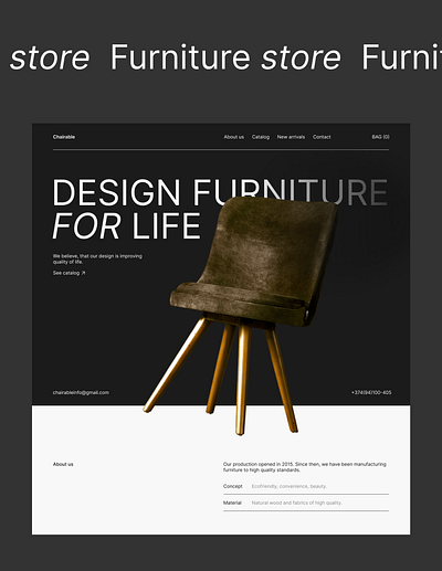 Furniture store - first screen chair design desktop firstscreen furniture onlineshop ui ux website