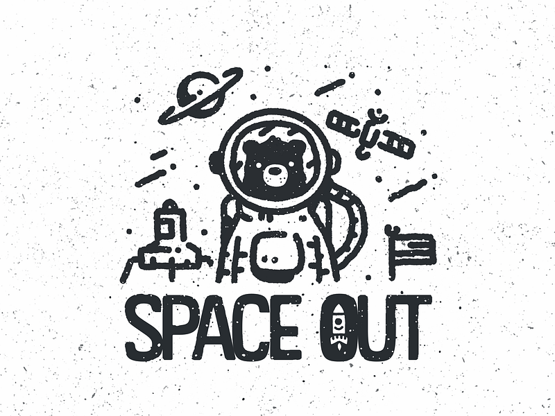 Space Out astronaut bear bears hand drawn illustration lunar nasa outer space planet planetary procreate satellite sky space