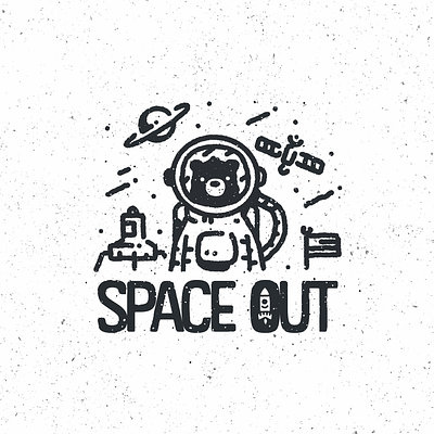 Space Out astronaut bear bears hand drawn illustration lunar nasa outer space planet planetary procreate satellite sky space
