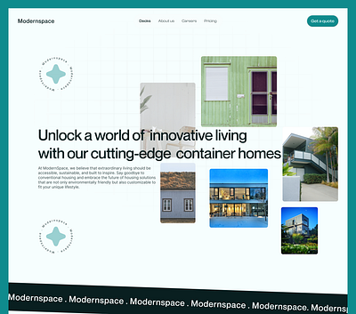 Modernspace branding container homes graphic design hero section ui uiux