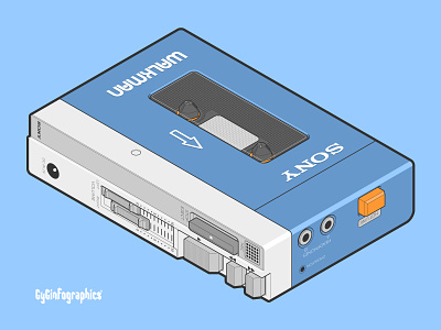 Isometric Walkman 3d fake 80s audio buttons cassette device instructional graphics isometric isometric art isometric design music personal cassette player stereo systematic design tape tech technical drawing technical graphics technical illustration vector graphics