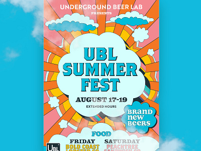 UBL Summer Fest Poster beer beer poster branding brewery clouds design flyer illustration poster summer