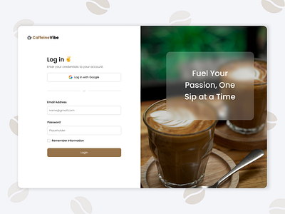 Coffee Login Page app app design coffee coffee website design explore page landing page login login page ui ux web website