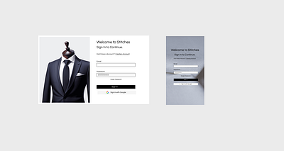 Sign in page for a tailors website ai clean clothing fashion figma light login minimal siginin signup suits uiux