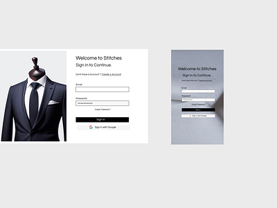 Sign in page for a tailors website ai clean clothing fashion figma light login minimal siginin signup suits uiux