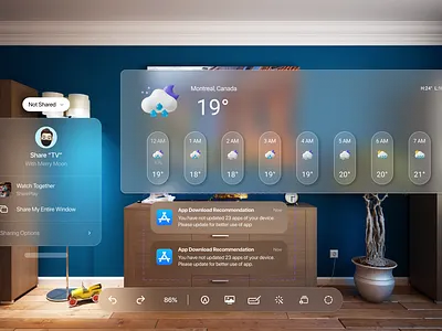 Spatial Design of Weather Forecast for Apple Vision Pro 3d animation design figma ui ux