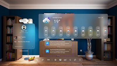 Spatial Design of Weather Forecast for Apple Vision Pro 3d animation design figma ui ux