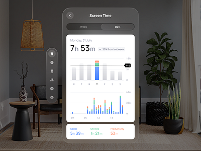 Screen Time for Vision Pro apple ar augmented reality block card clean dashboard data visualization figma graph icon icon set icons minimalism screen time time ui ui kit virtual reality vr
