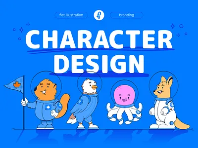 PHEEDLOOP - Character Design animals beaver blue branding cartoon cartoon character character character design cute eagle flat freelancer illustration kangaroo mascot octopus pets space