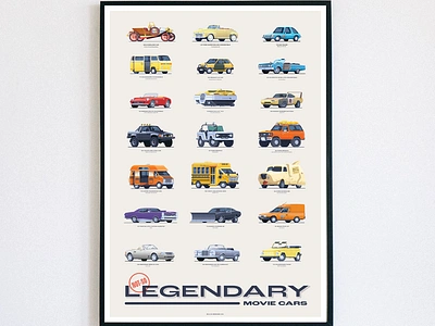 Not So Legendary Movie Cars auto bus cars illustration movie poster vector