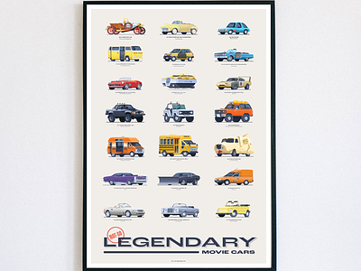 Not So Legendary Movie Cars auto bus cars illustration movie poster vector