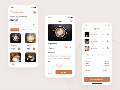 Coffee Shop Mobile Apps app app design branding design dribble illustration typography ui ux