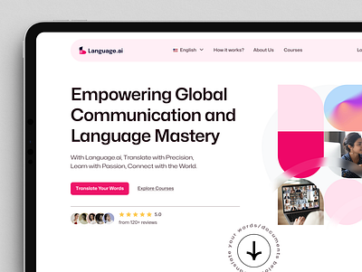 Language.ai app branding design graphic design hero section illustration landing page logo ui vector