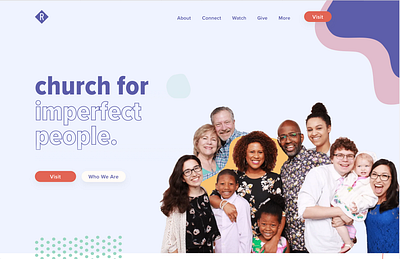 Church Website Hero Section branding church design fun homepage website