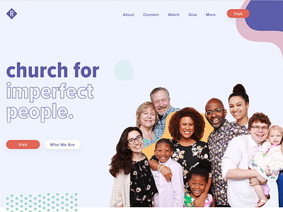 Church Website Hero Section branding church design fun homepage website