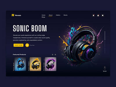 Novaso - Landing Page design headphone headphones music tech ui ui design