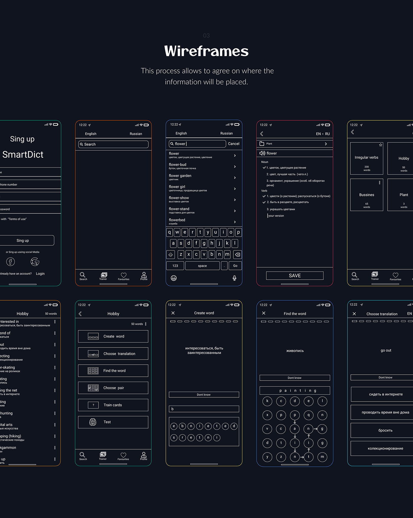 SmartDict: Mobile Language Learning App product design ui uiux