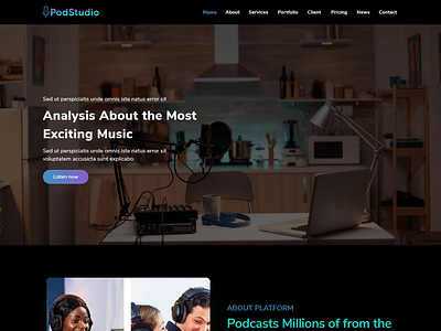 PODSTUDIO - Podcast Landing Page Website design home page landing page nft nft app podcast podcast studio product studio ui ux web web design website website design