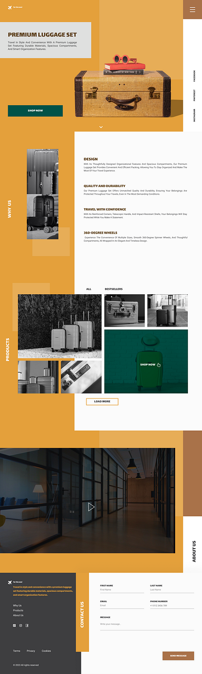 Landing page for Premium luggage set design landing page ui ux web design