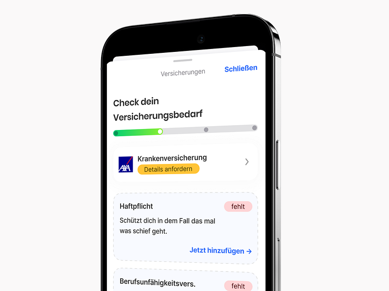 Smartkündigen App Insurance-Check app berlin cell empty state finance illustration insurance minimal modal progress status tracker ui