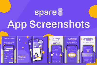 Spare8 app screens branding graphic design