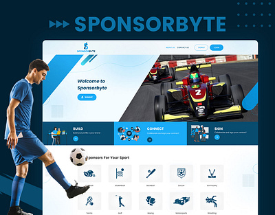 SponserByte Sport Sponsorship Website Design animation app design basketball boxing branding design golf graphic design ice hockey illustration logo soccer sponsorship sport tennies typography ui ux vector volleyball