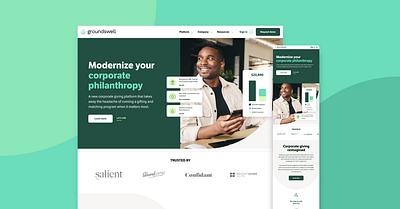 Groundswell Website animation b2b branding brandingdesign colorfulwebsite freshwebsitedesign graphicdesign green interactions modernwebsitedesign philanthropy playfulwebsite saas tech ui websitedesign