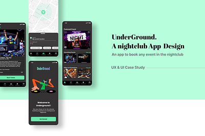 Nightclub App UX/UI Design with Easy Cab Booking: A Case Study app artist branding cabbooking design graphic design illustrator nightclub productdesign ui ux